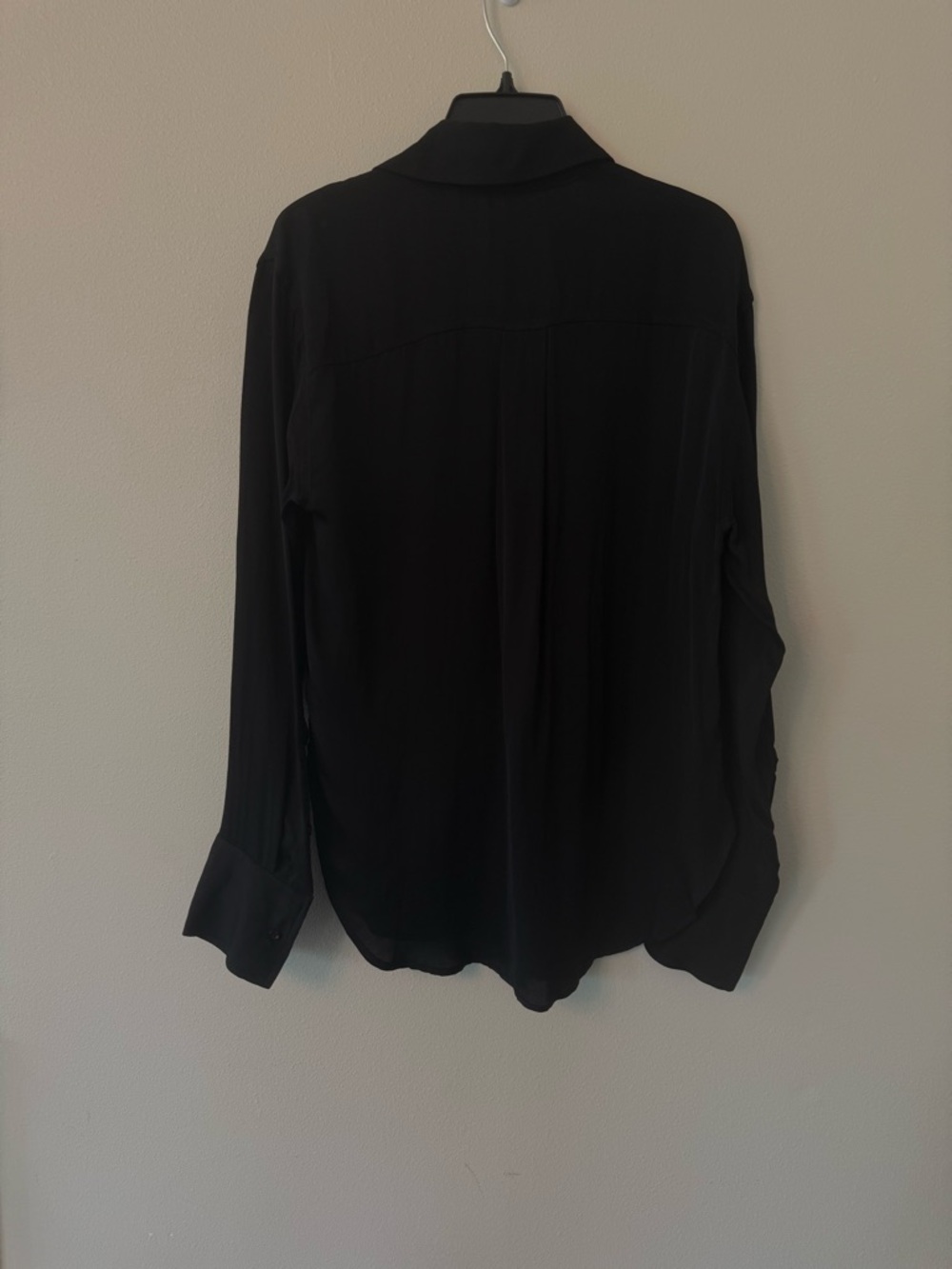 L'Academie Lenae Black Button Down Shirt Size S NWT Revolve Sheer Drapey Blouse - Picture 6 of 10